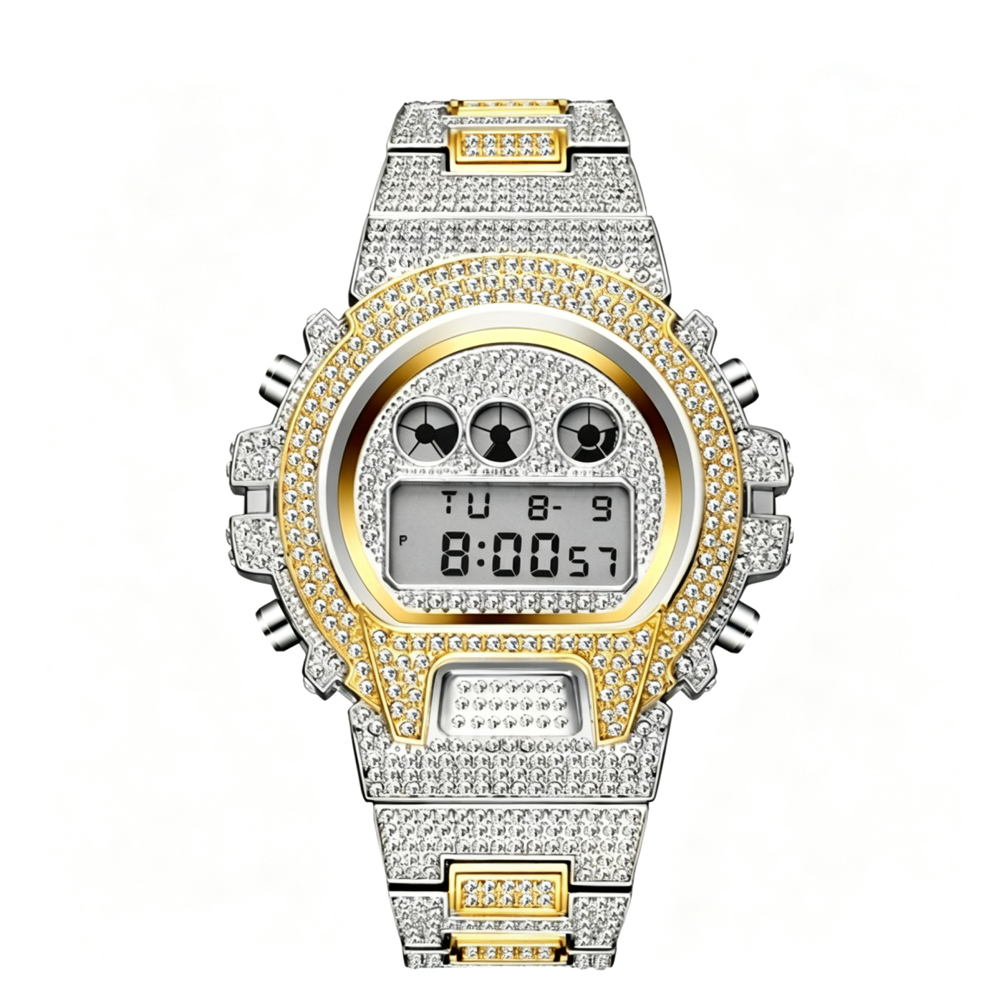 Moissanite Luxury Fashion Electronic Watch with Full Setting