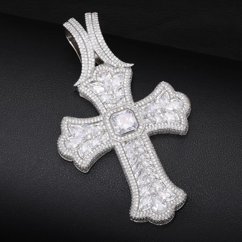 Moissanite Hip Hop Oversized Cross Pendant