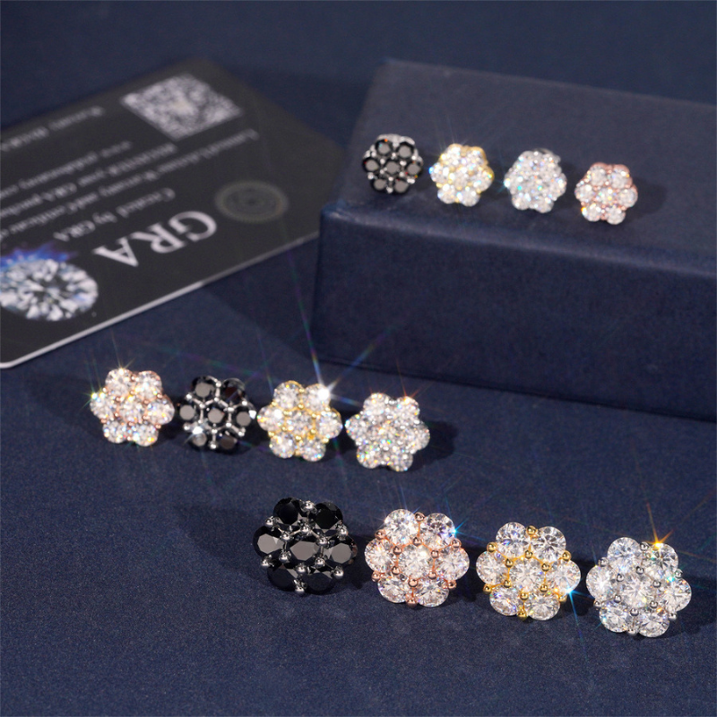 9mm Moissanite Flower Earrings