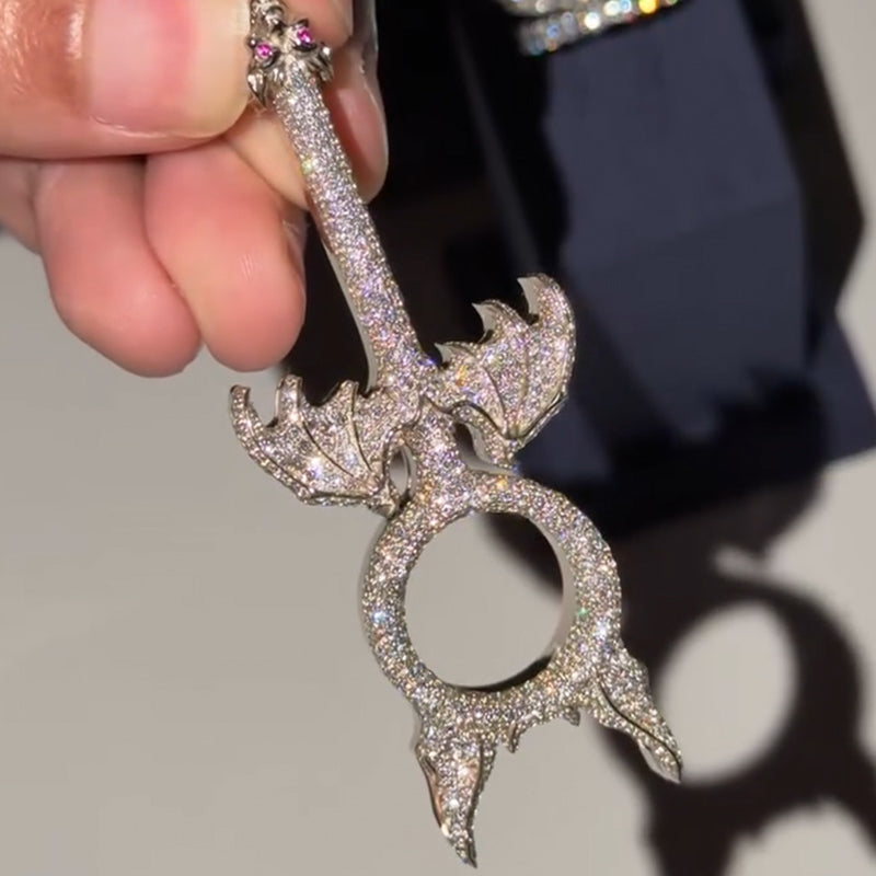 Anime Style Kit Bat Wings Moissanite Pendan