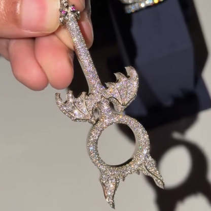 Anime Style Kit Bat Wings Moissanite Pendan