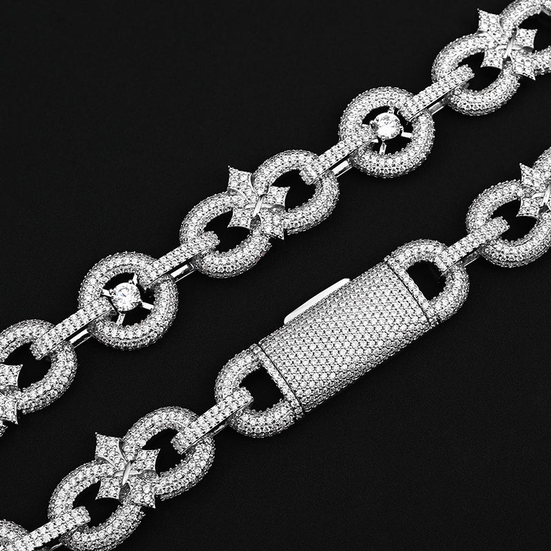 18mm Moissanite Hip-Hop Cross Set Cuban Chain