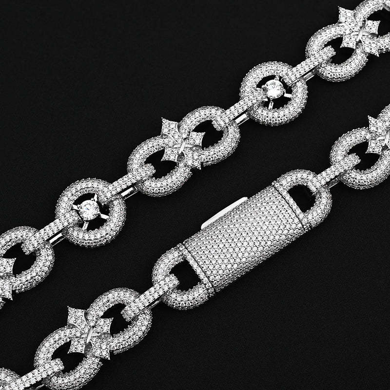 18mm Moissanite Hip-Hop Cross Set Cuban Chain