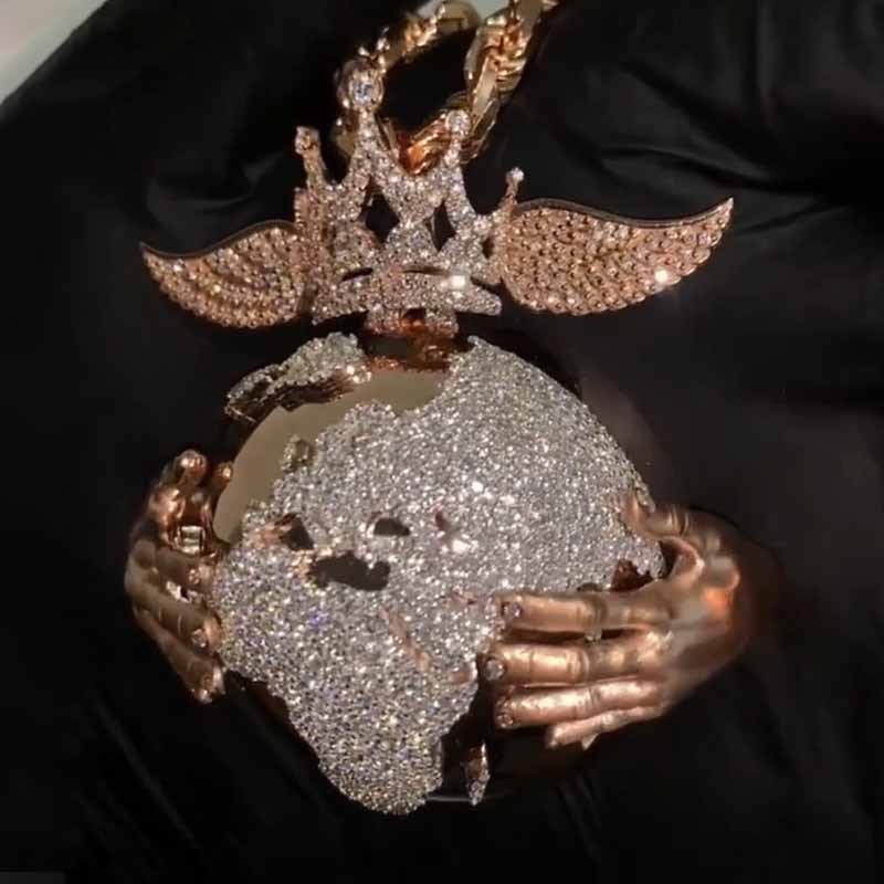 Moissanite Hip Hop Diamond Earth King Pendant