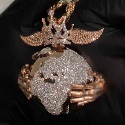 Moissanite Hip Hop Diamond Earth King Pendant