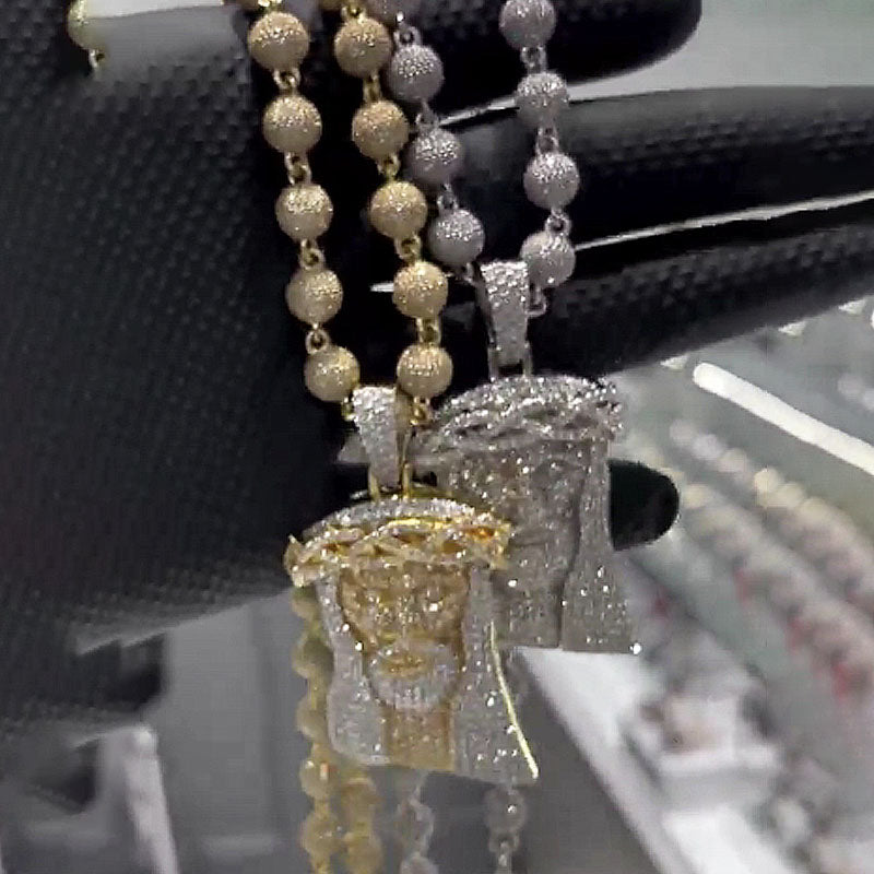 Moissanite Classic Jesus Pendant Diamond Ball Chain Set