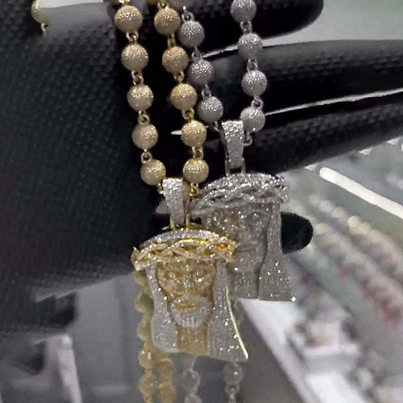 Moissanite Classic Jesus Pendant Diamond Ball Chain Set
