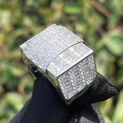 Moissanite Hip Hop Sparkle Rectangular Ring