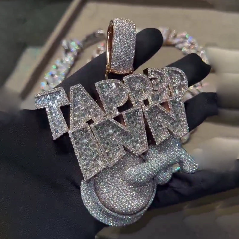 Moissanite New TAPP3D INN Two-tone Jadeite Cut Drop Pendant