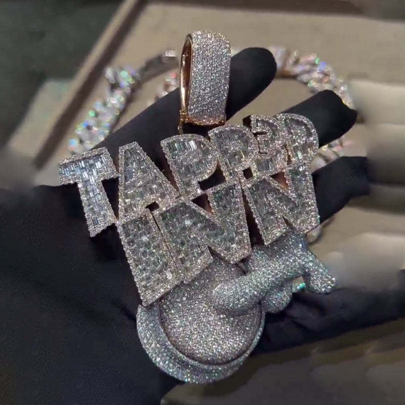 Moissanite New TAPP3D INN Two-tone Jadeite Cut Drop Pendant