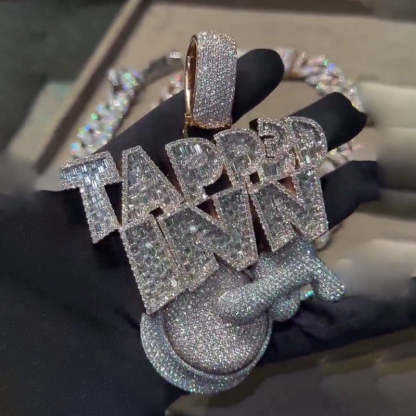 Moissanite New TAPP3D INN Two-tone Jadeite Cut Drop Pendant