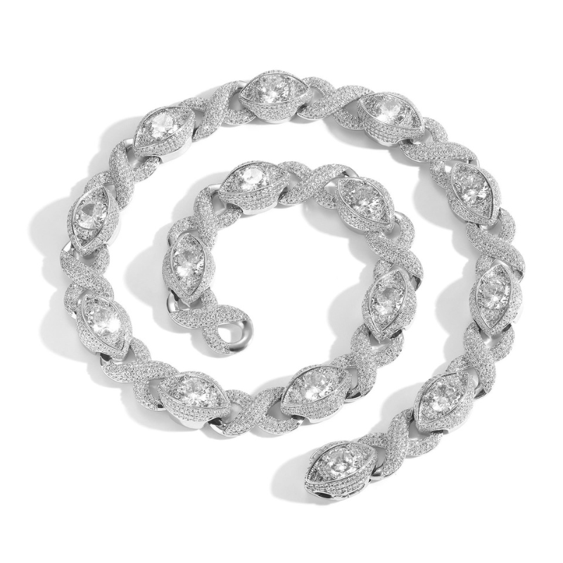 15mm Moissanite Hip Hop Eye Cross Unlimited Cuban Chain