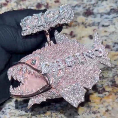 Moissanite Piranha DABINO Letter Pendant
