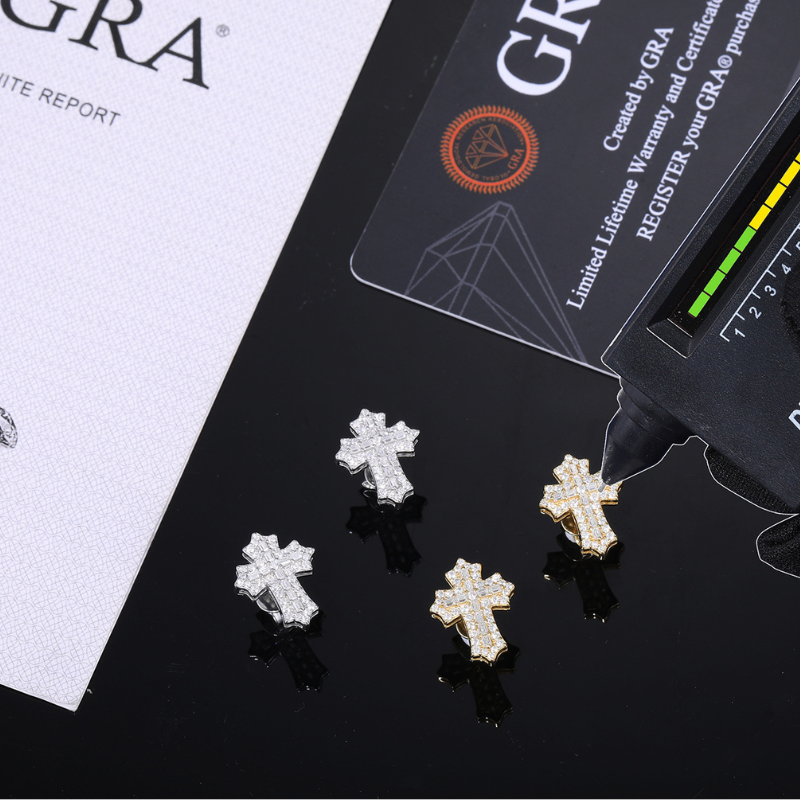 S925 Silver Moissanite Cross Earrings