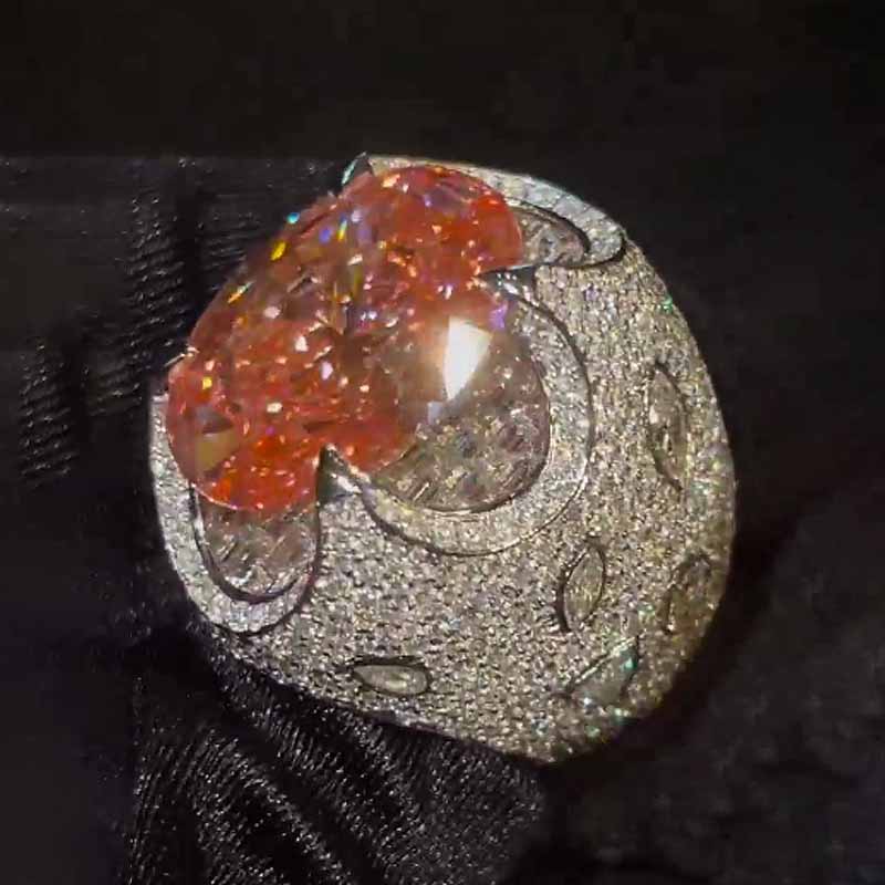 Moissanite Gemstone Dinosaur Egg Ring