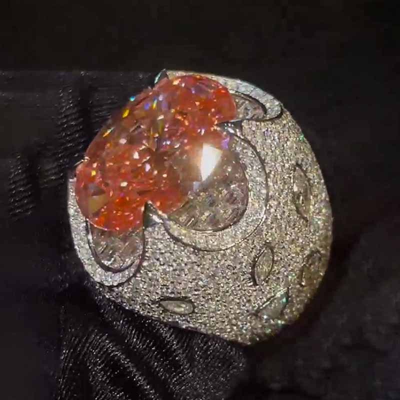 Moissanite Gemstone Dinosaur Egg Ring
