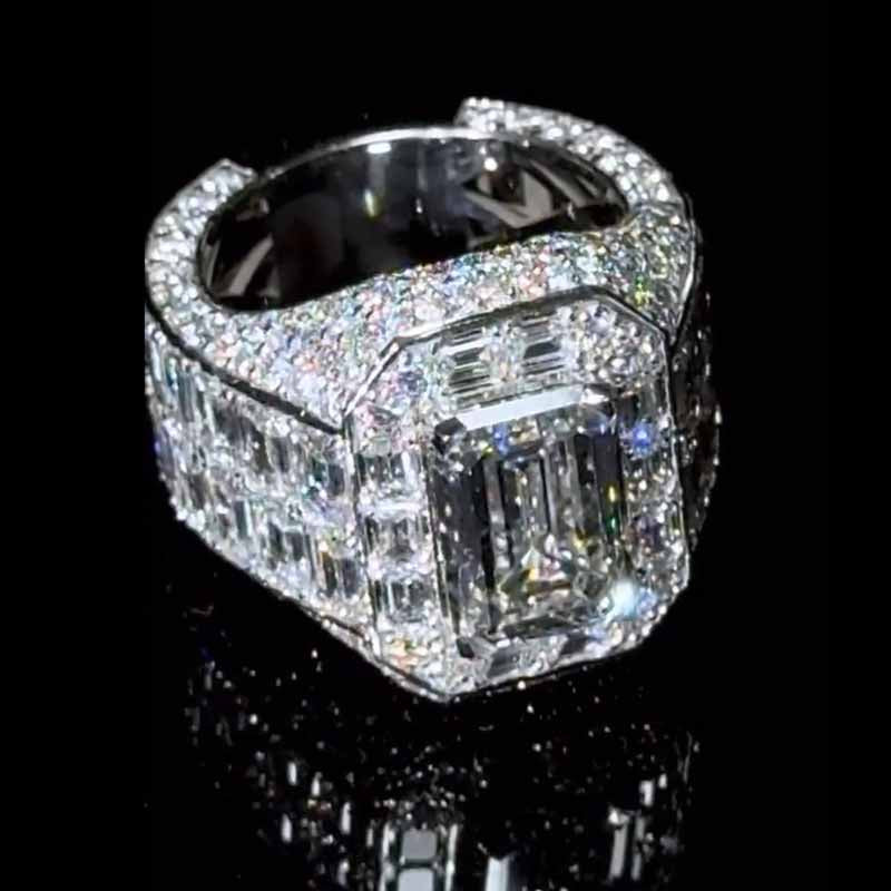 Moissanite Luxury Elegant Square Diamond Baguette Ring