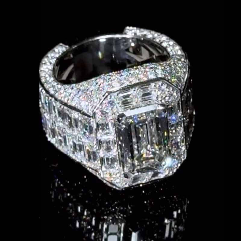 Moissanite Luxury Elegant Square Diamond Baguette Ring