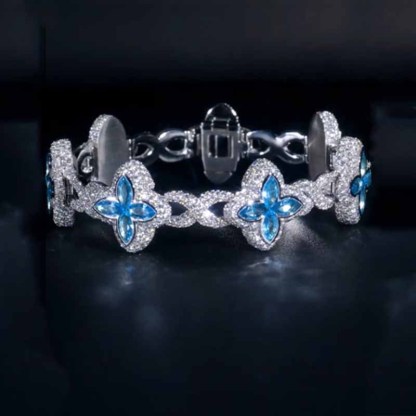 Aquamarine Color Marquise Moissanite Infinity Lucky  Bracelet