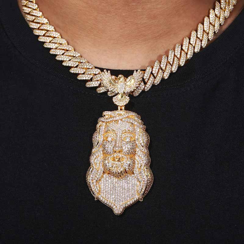 Moissanite Eagle Buckle Jesus Pendant