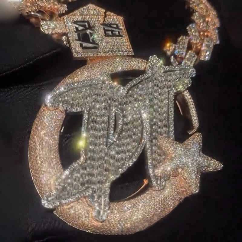 Moissanite Star Moon DT Letter Pendant