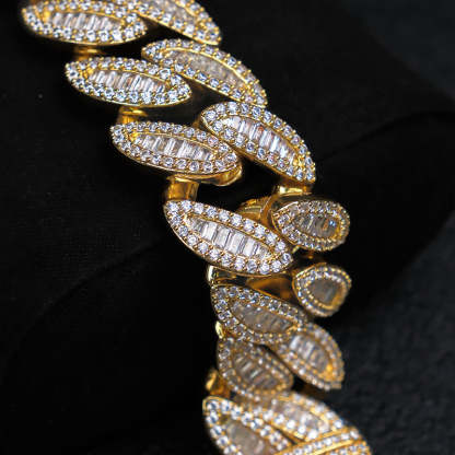 20mm Moissanite Marquise-Shaped Square Diamond Cuban Bracelet