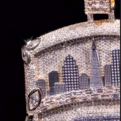 S925 Moissanite Urban Architecture Shield Pendant