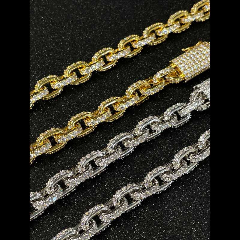 Moissanite Hip Hop Miami Box Clasp Chain