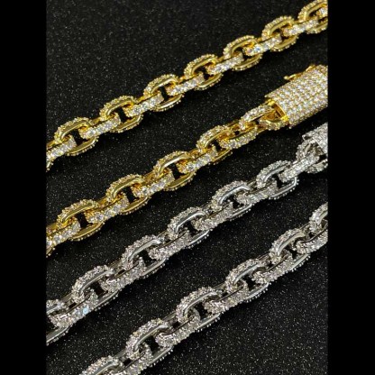 Moissanite Hip Hop Miami Box Clasp Chain