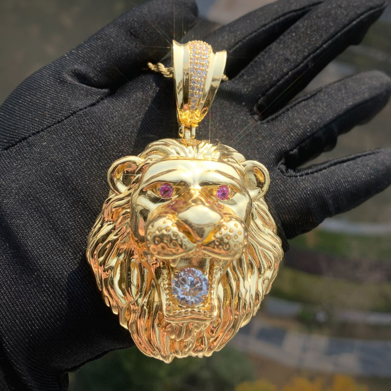 Moissanite Polished Lion Pendant