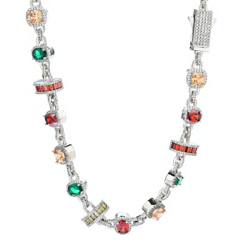 Moissanite Hip Hop Colored Gemstone Chain
