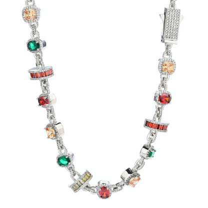 Moissanite Hip Hop Colored Gemstone Chain