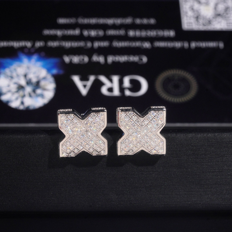 S925 Silver Moissanite Windmill Cross Earrings