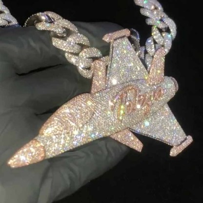 Moissanite "To Life" Letter Airplane Pendant