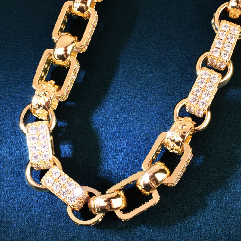 14mm Moissanite Diamond Hollow Cross Chain