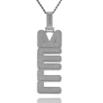 Moissanite Iced-Out Bold Vertical Customized Letter Pendant