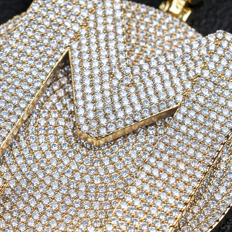 Large Round Disc Moissanite Custom Letter Pendant