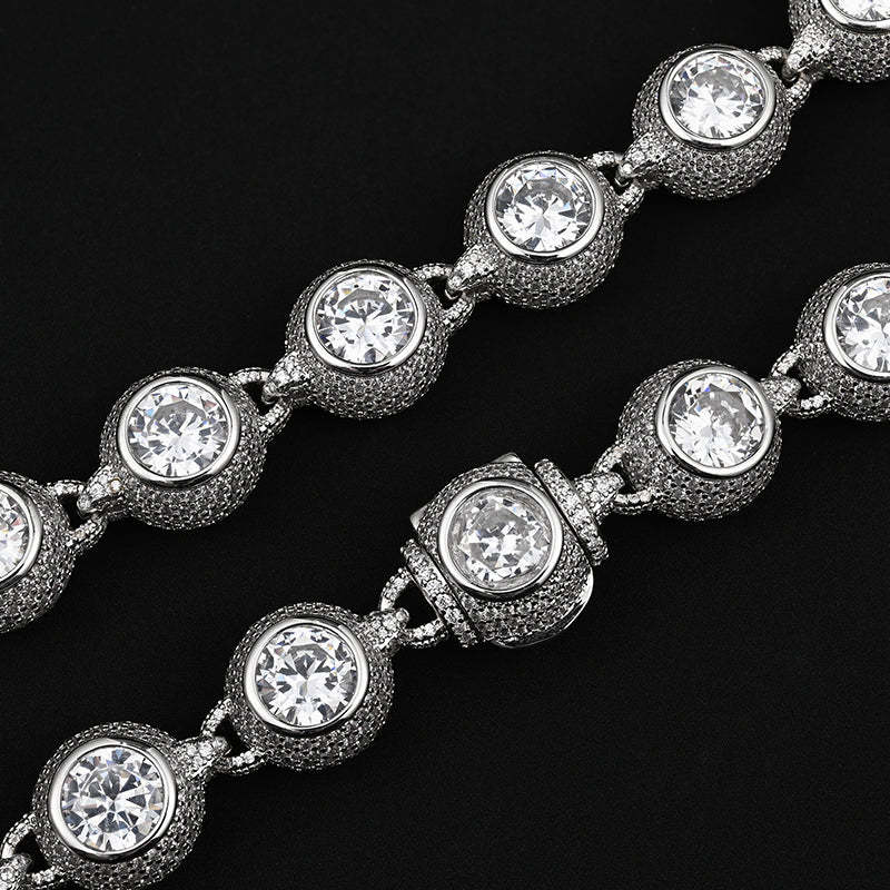 15mm Ball Link Fully Iced Out Moissanite Cuban Chain