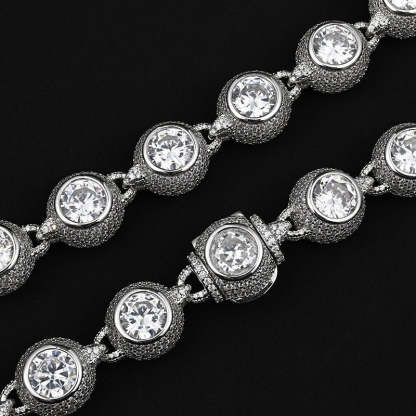 15mm Ball Link Fully Iced Out Moissanite Cuban Chain