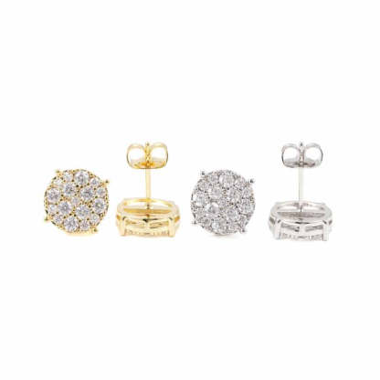 Moissanite Hip Hop Round Full Diamond Earrings