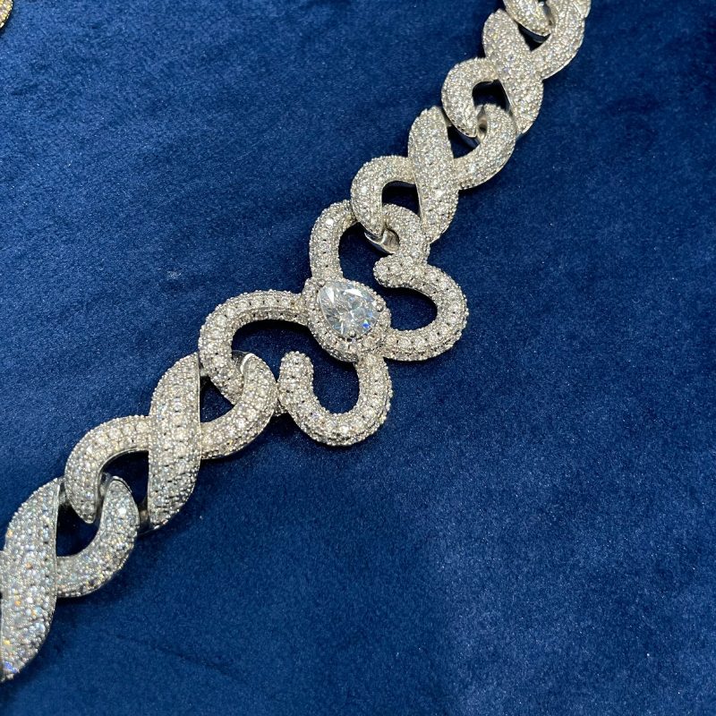 Moissanite Butterfly Infinity Cross Cuban Chain