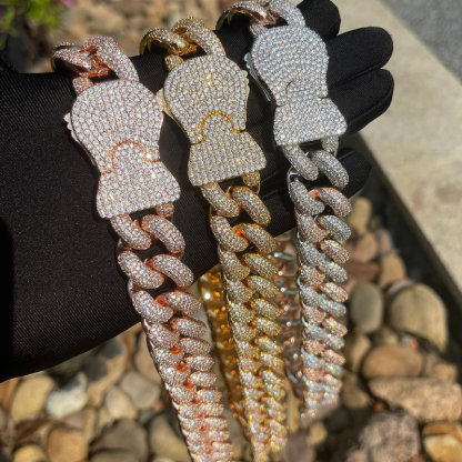 Moissanite Unique Design Buckle Bubble Cuban Chain