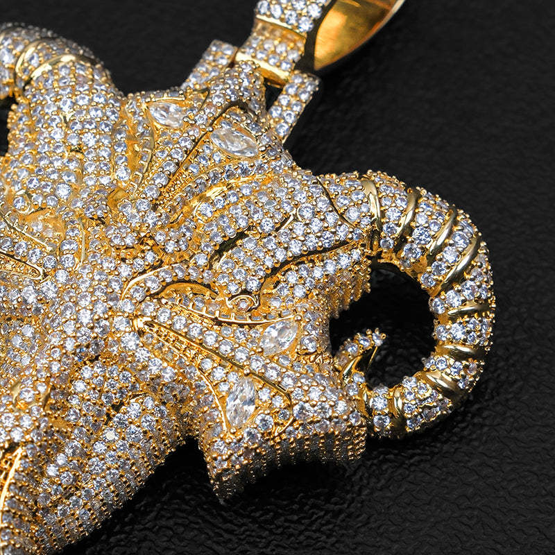 Moissanite Goat Head Pendant