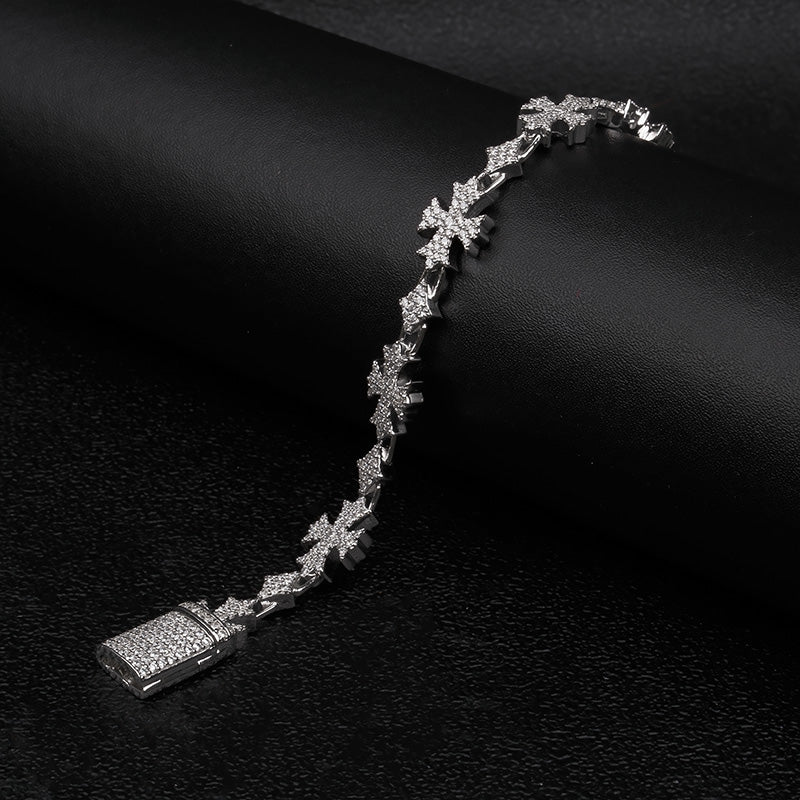 Moissanite Rhombic Cross Bracelet