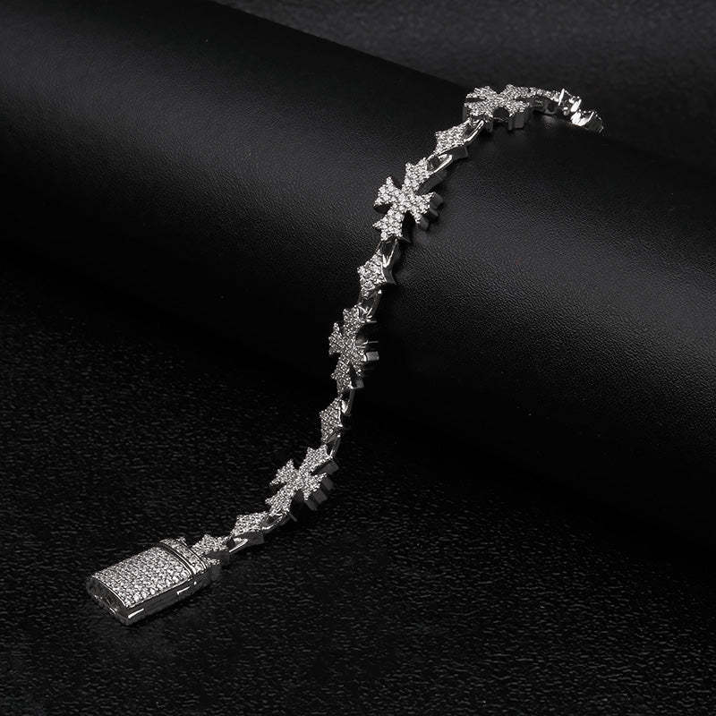 Moissanite Rhombic Cross Bracelet