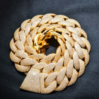 20mm Moissanite Hip Hop Diagonal Buckle Crescent Cuban Chain