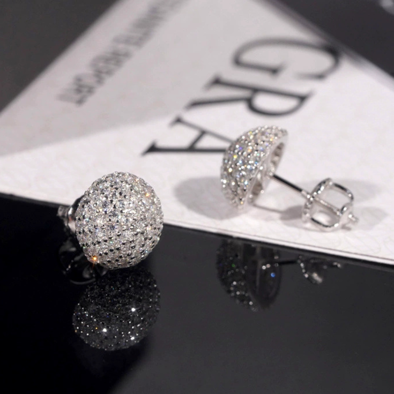 S925 Moissanite Half-round Mushroom Shape Earrings