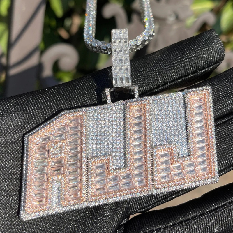 Moissanite Bright Big Letter Custom Pendant