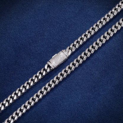 8mm/10mm/12mm/14mm/18mm Moissanite Clasp Classic Cuban Chain