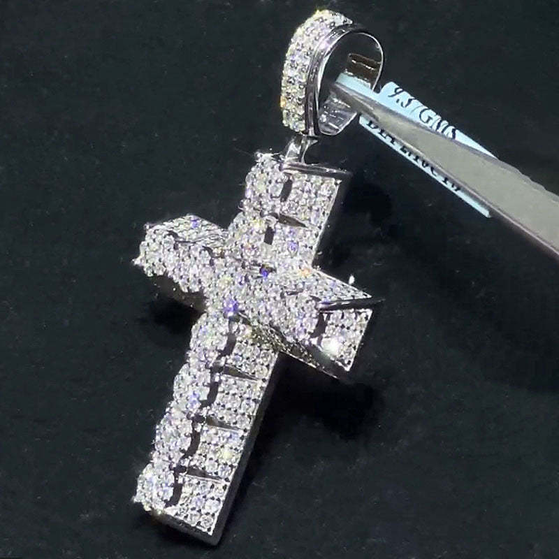 Moissanite Three-dimensional Cross Pendant Tennis Chain Set
